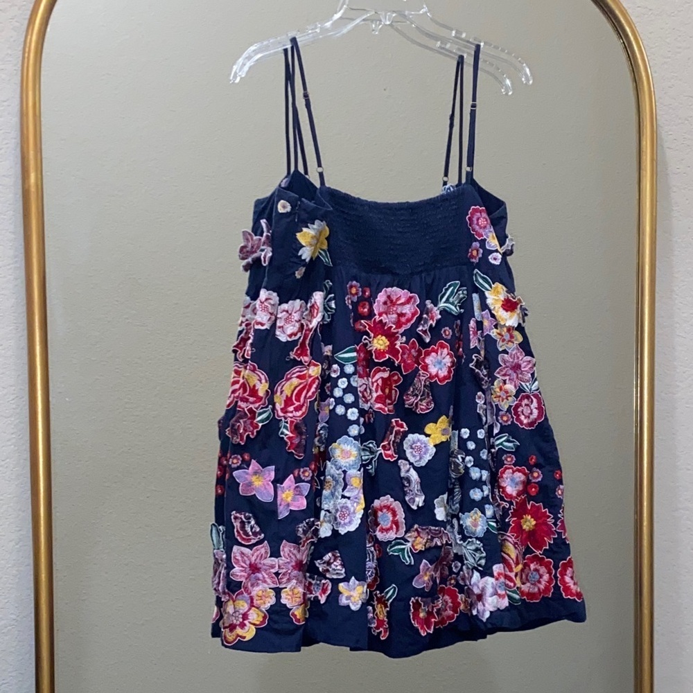 Anthropologie Sleeveless 3D Floral Babydoll Mini Dress Size XL - Picture 9 of 12